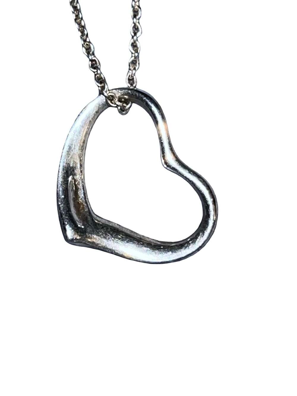 Tiffany & Co. Elsa Peretti Sterling Silver Open Heart Pendant Necklace